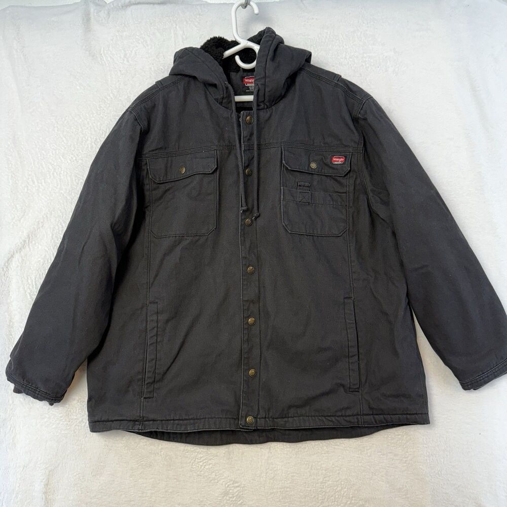 Wrangler Workwear Fur Lined Canvas Work Jacket Men’s 2X 50-52 Black Outerwear
